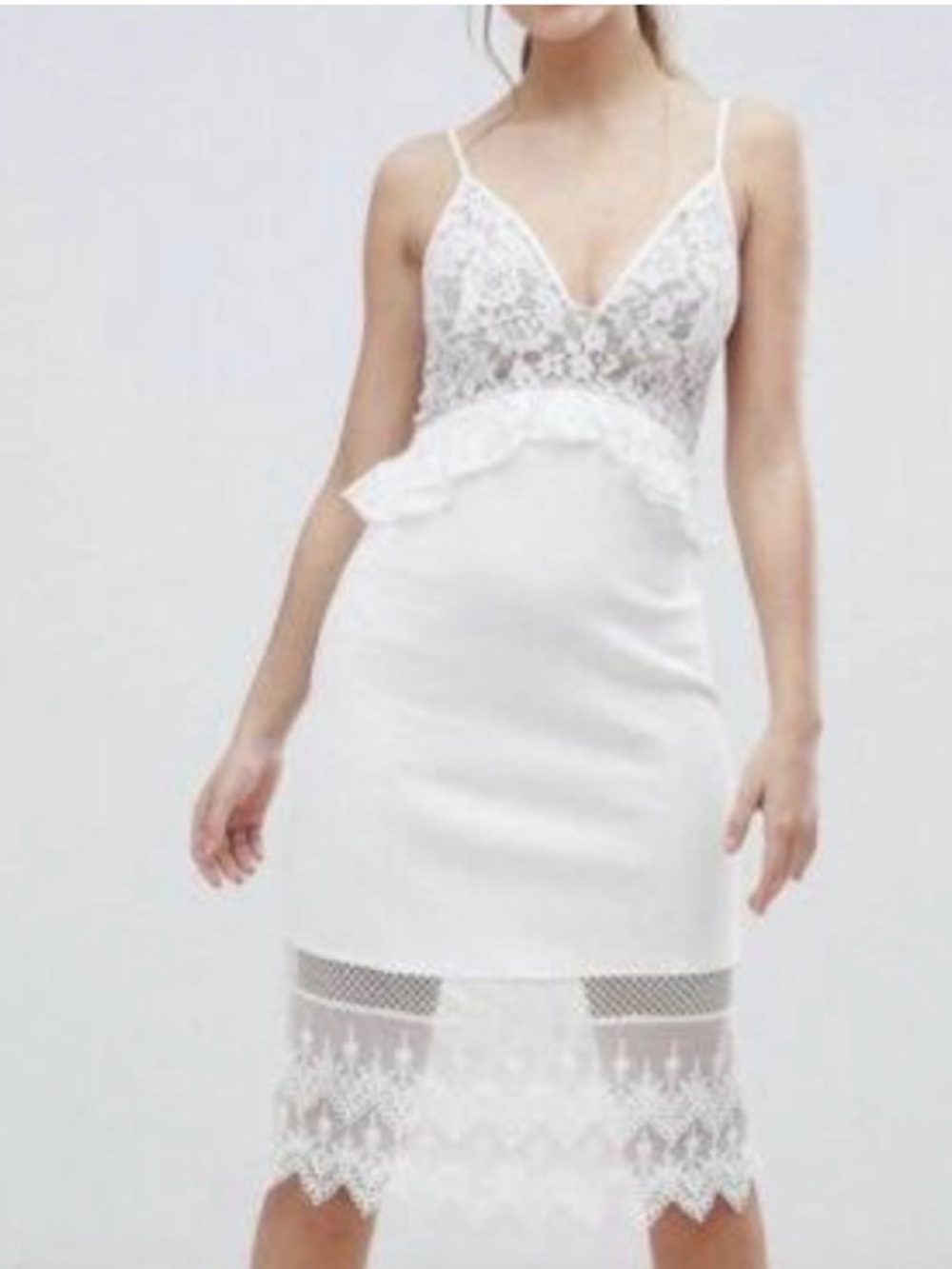 French Connection Delos crochet white Strappy lace Dress boho hippie